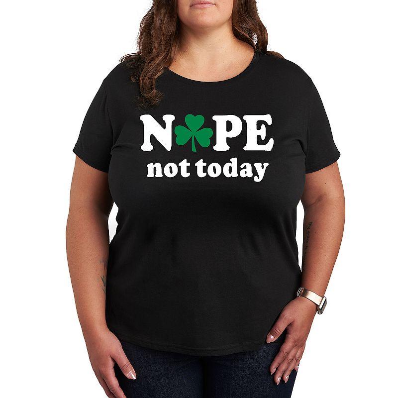 Plus Nope Not Today Clover Graphic Tee, Womens Grey Gray Product Image