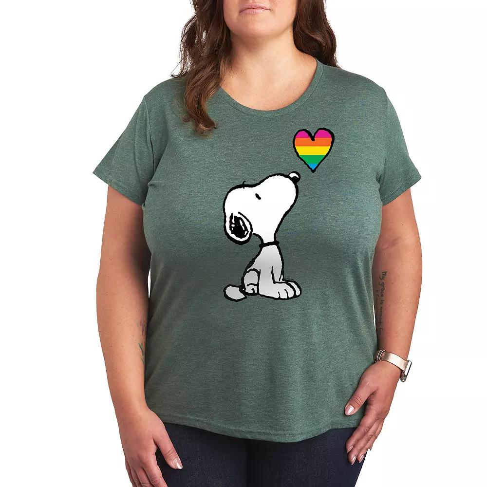 Women's Peanuts Snoopy Rainbow Heart Graphic Tee,  Product Image