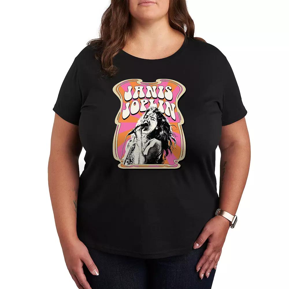 Plus Janis Joplin Poster Style Graphic Tee, Women's,  Product Image