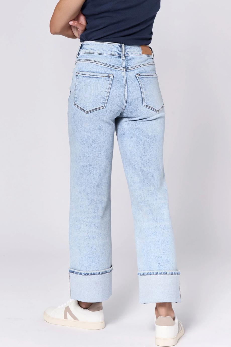 Holly High Rise Cuffed Hem Straight Jeans Product Image