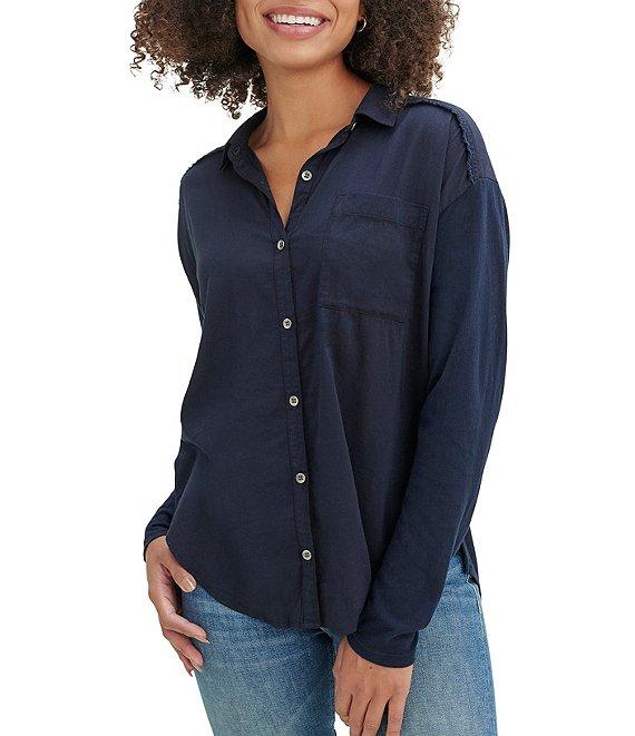 Splendid Paige Point Collar Button Front Long Sleeve Shirt Product Image