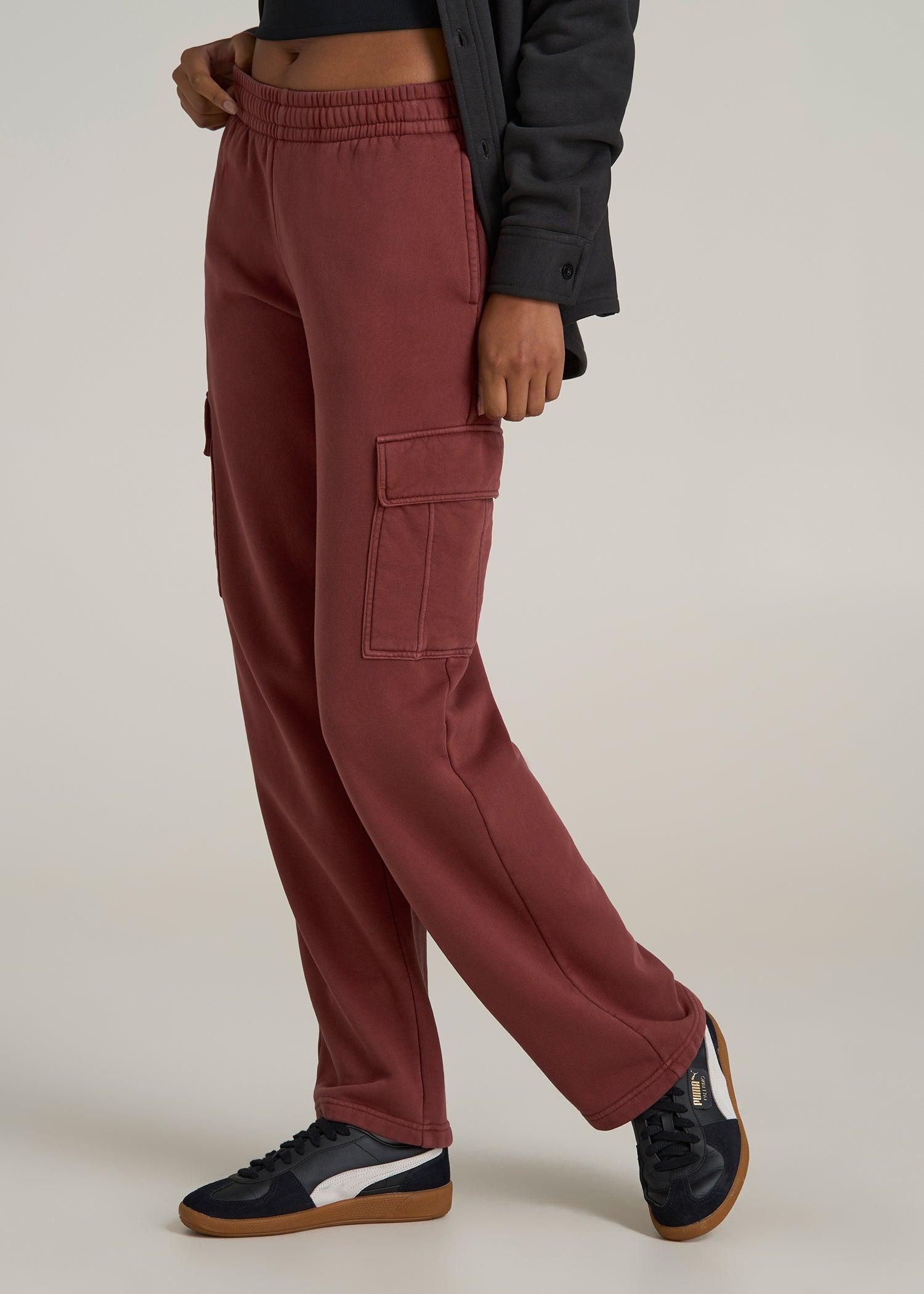 Mid Rise Cargo Fleece Sweatpants for Tall Women in Intense Rust Female Product Image