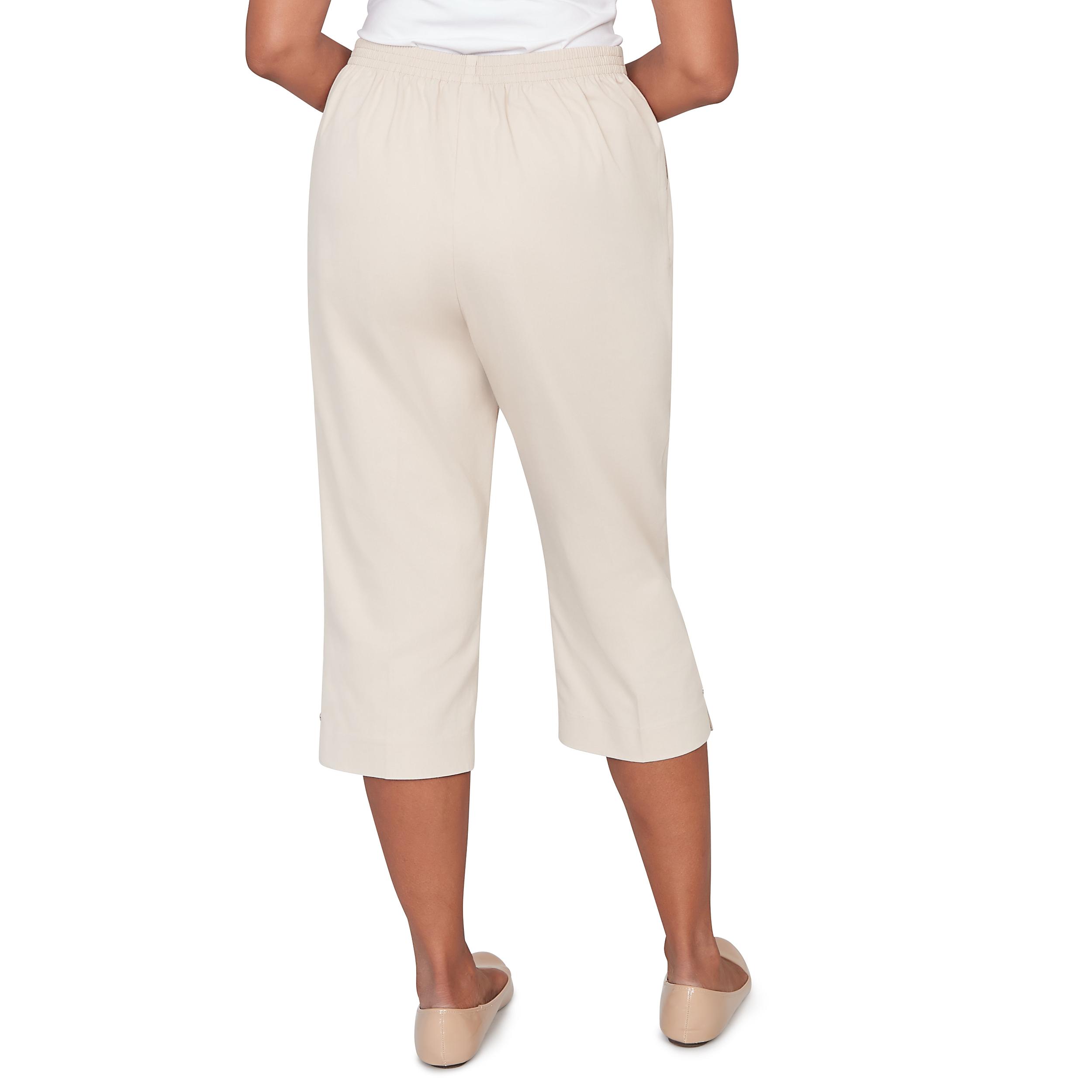 Alfred Dunner Solid Twill Button Hem Capri Pant- Petite Product Image