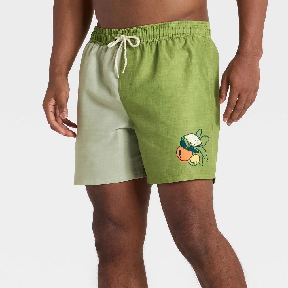 Men's 5" Swim Trunks - Goodfellow & Co™ Cream Print XXL Product Image
