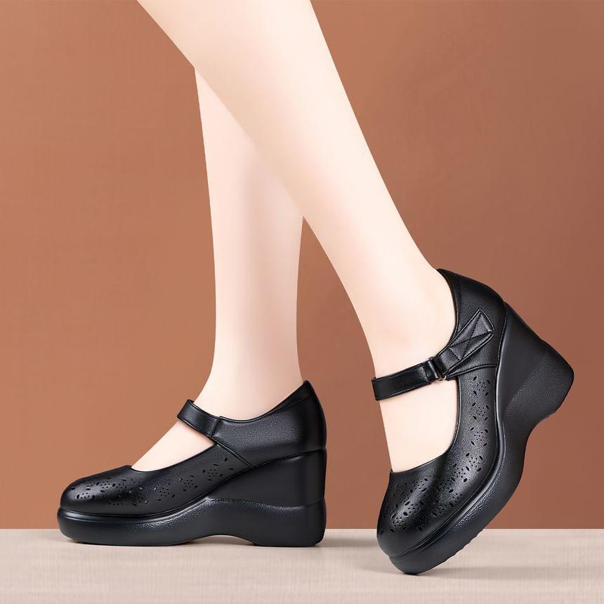 Platform Wedge Mary Jane Pumps Product Image