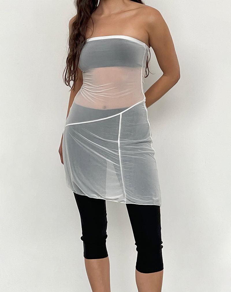 Gretchen Bandeau Mini Dress in Sheer Cream Female Product Image