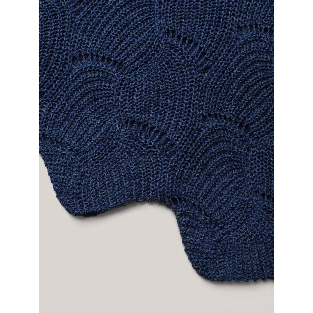 Plus Size Cut-Out Solid V-Neck Swimsuit Coverup Women's Swimwear Indigo Resort Loose Texture Curve Swim Cover Ups BloomChic 22-24/3X Product Image