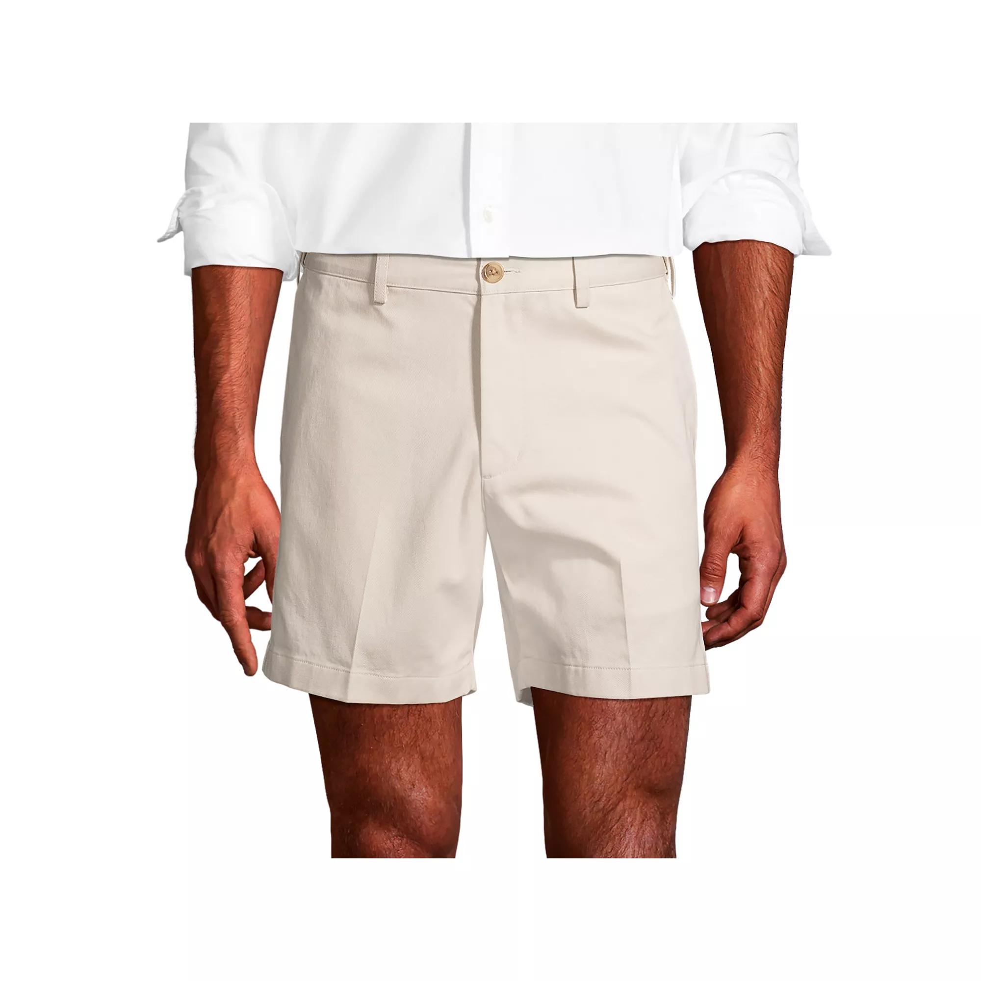 Men's Lands' End Comfort Waist 6-inch No-Iron Chino Shorts, Size: 32, Light Grey Product Image