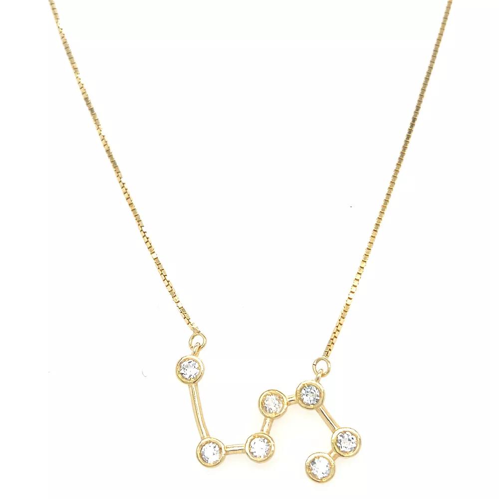 Meshmerise Sterling Silver White Topaz Zodiac Constellation Necklace, Women's, Size: 16-18" ADJ, Gold Tone Leo Product Image