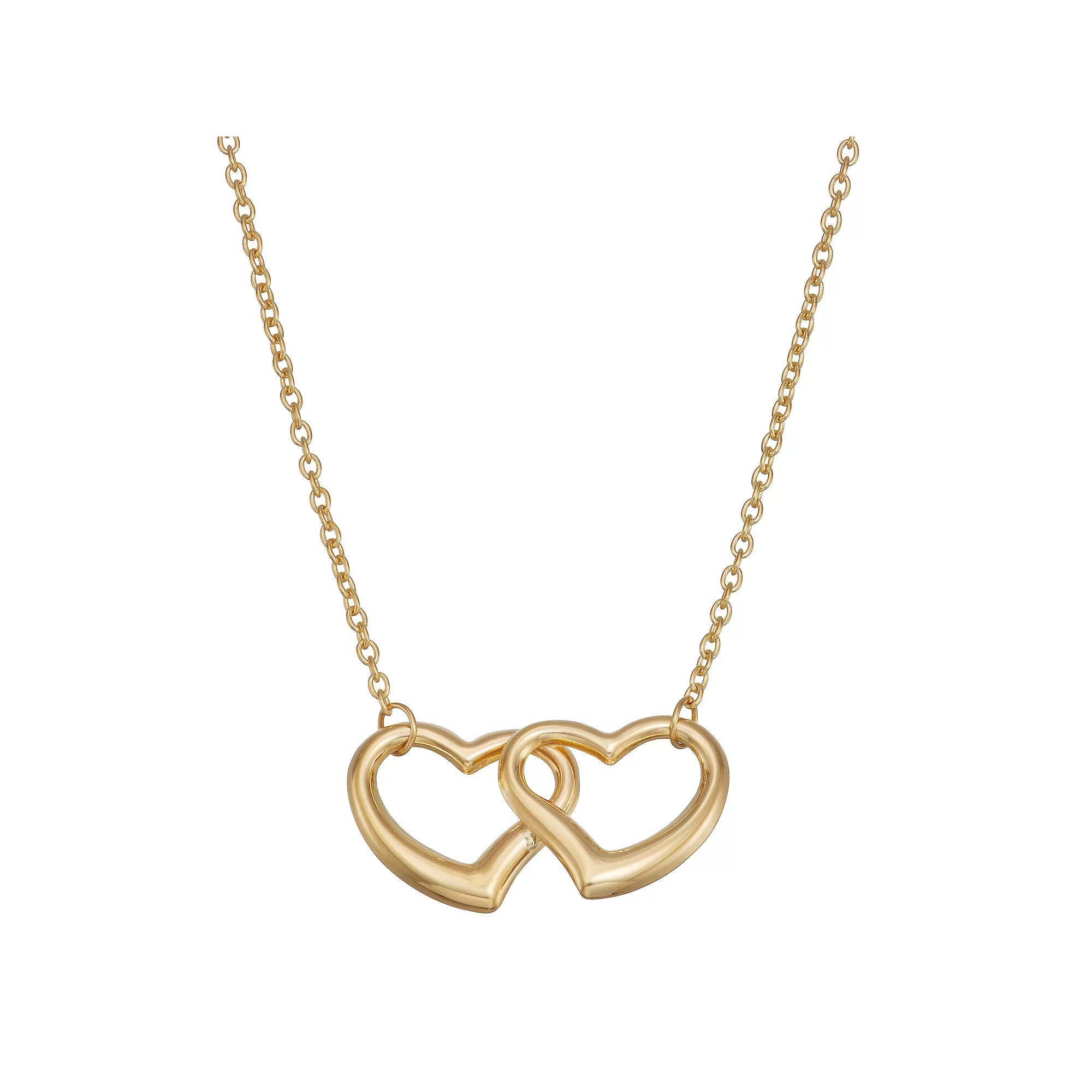 Au Naturale 14k Gold Double Heart Necklace, Women's, Size: 17" Product Image