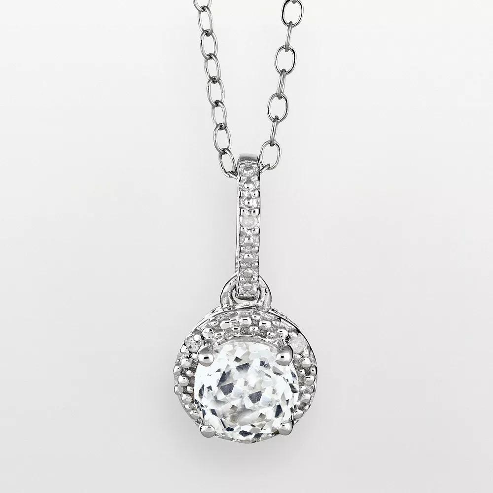 Celebration Gems Sterling Silver Amethyst and Diamond Accent Frame Pendant, Women's,  Product Image