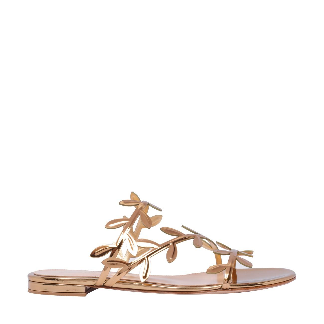 GIANVITO ROSSI Flavia Metallic Leather Sandals In Mekong Product Image