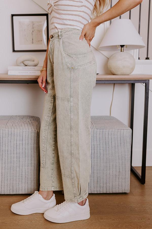 The Sadie Midrise Vintage Wash Barrel Jean in Sage Product Image