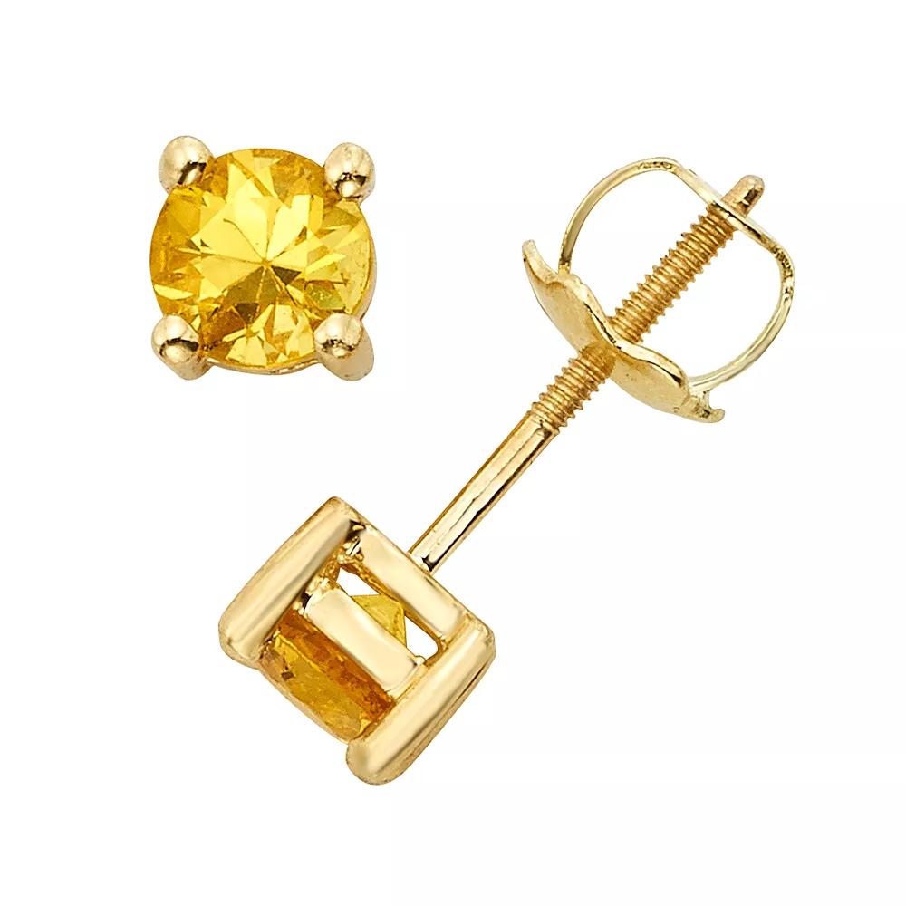 The Regal Collection Yellow Sapphire 14k Gold Stud Earrings, Women's Product Image