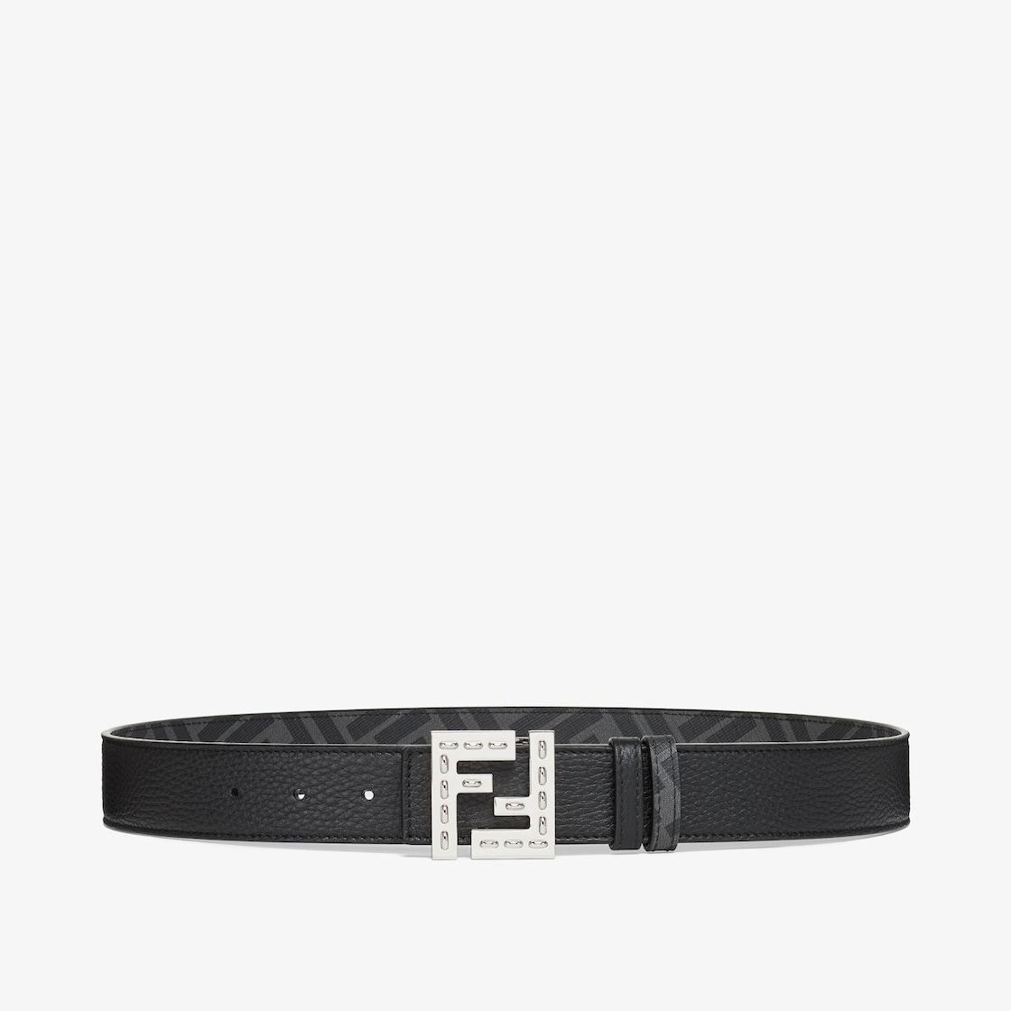 FF Squared BeltCuoio Romano leather and black FF canvas reversible belt Product Image