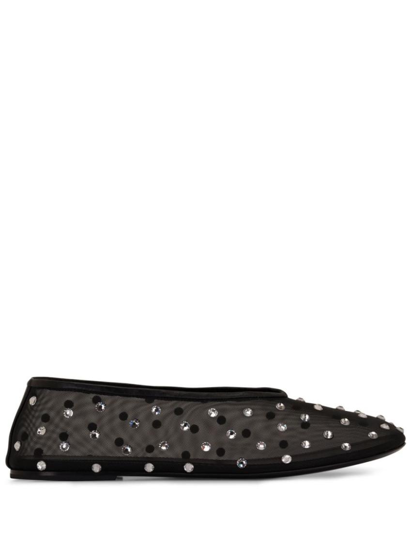 KHAITE Marcy Crystal-embellished Mesh Flats In Black Product Image