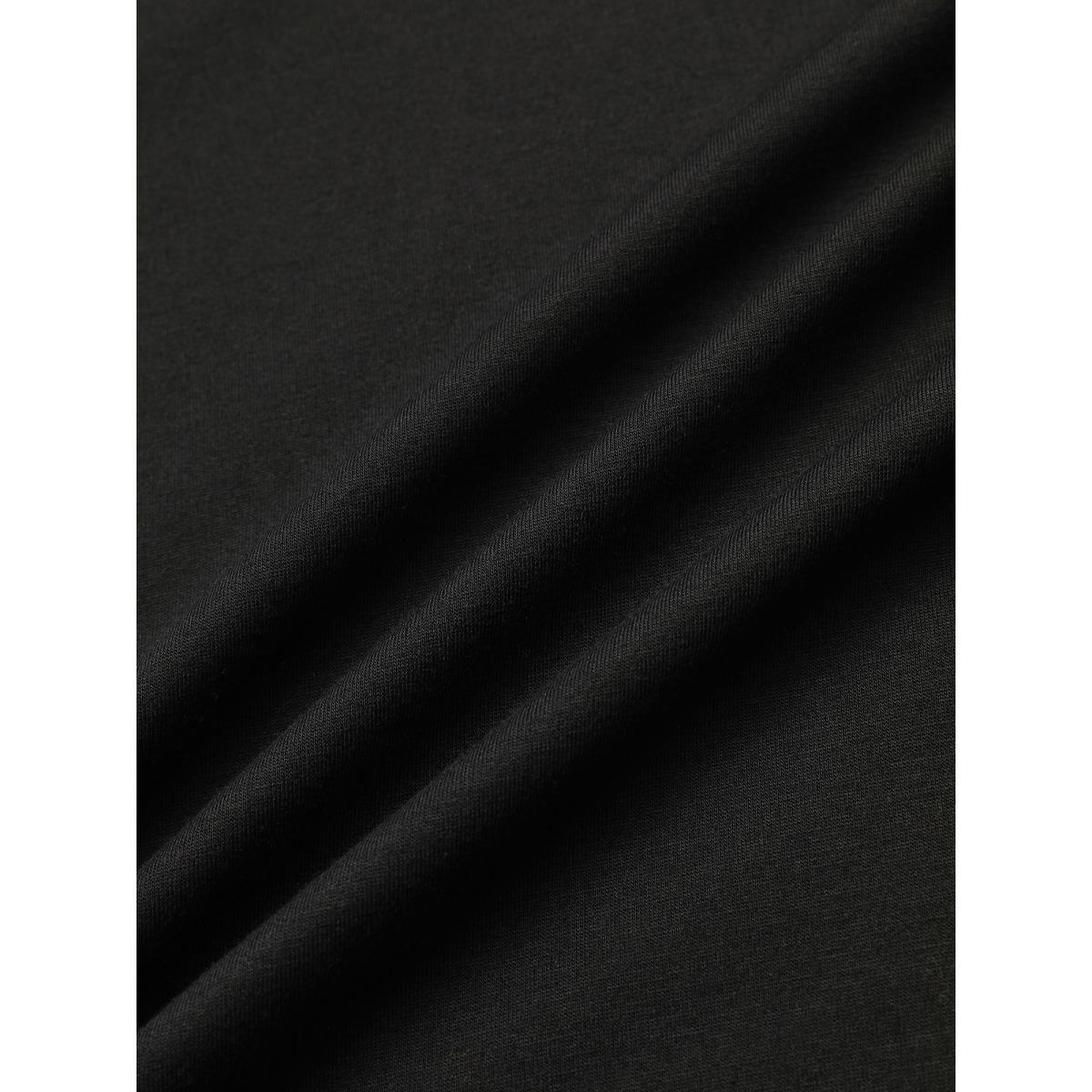 Plus Size Ombre Boho Print Raglan Sleeve T-shirt Black Women Casual Contrast Ombre Round Neck Dailywear T-shirts BloomChic 22-24/3X Product Image