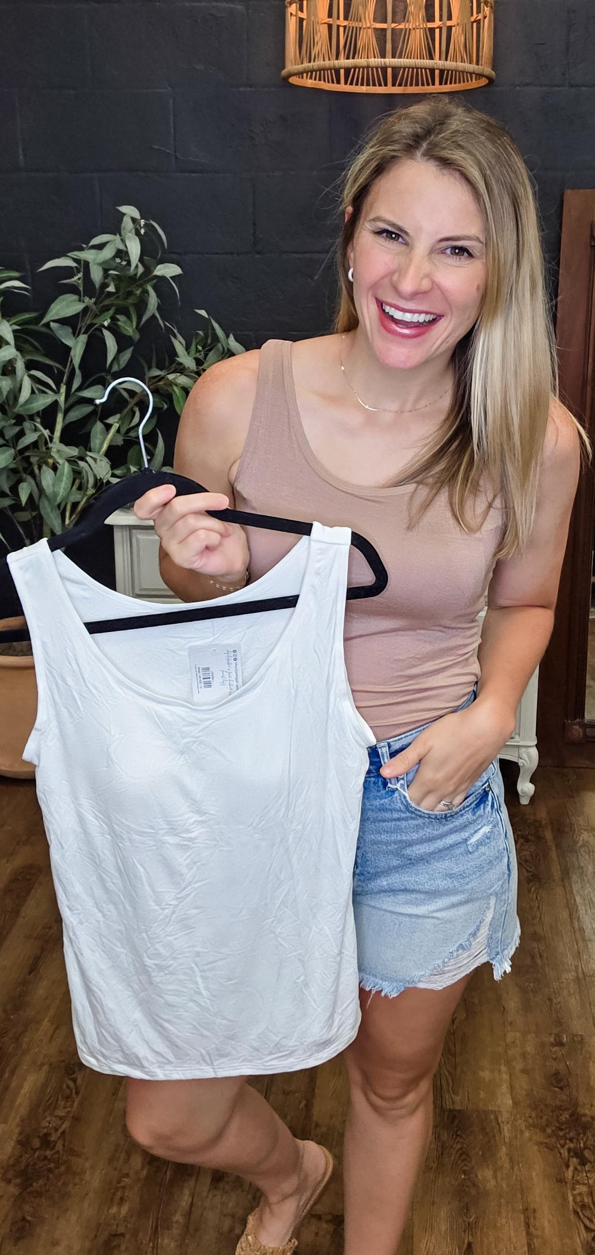 Skinn Soft Round Neck Built-in Bra Tank Top (Small to XL) Product Image