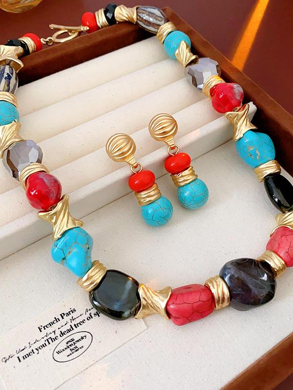 Contrast Color Geometric Drop Earrings Product Image