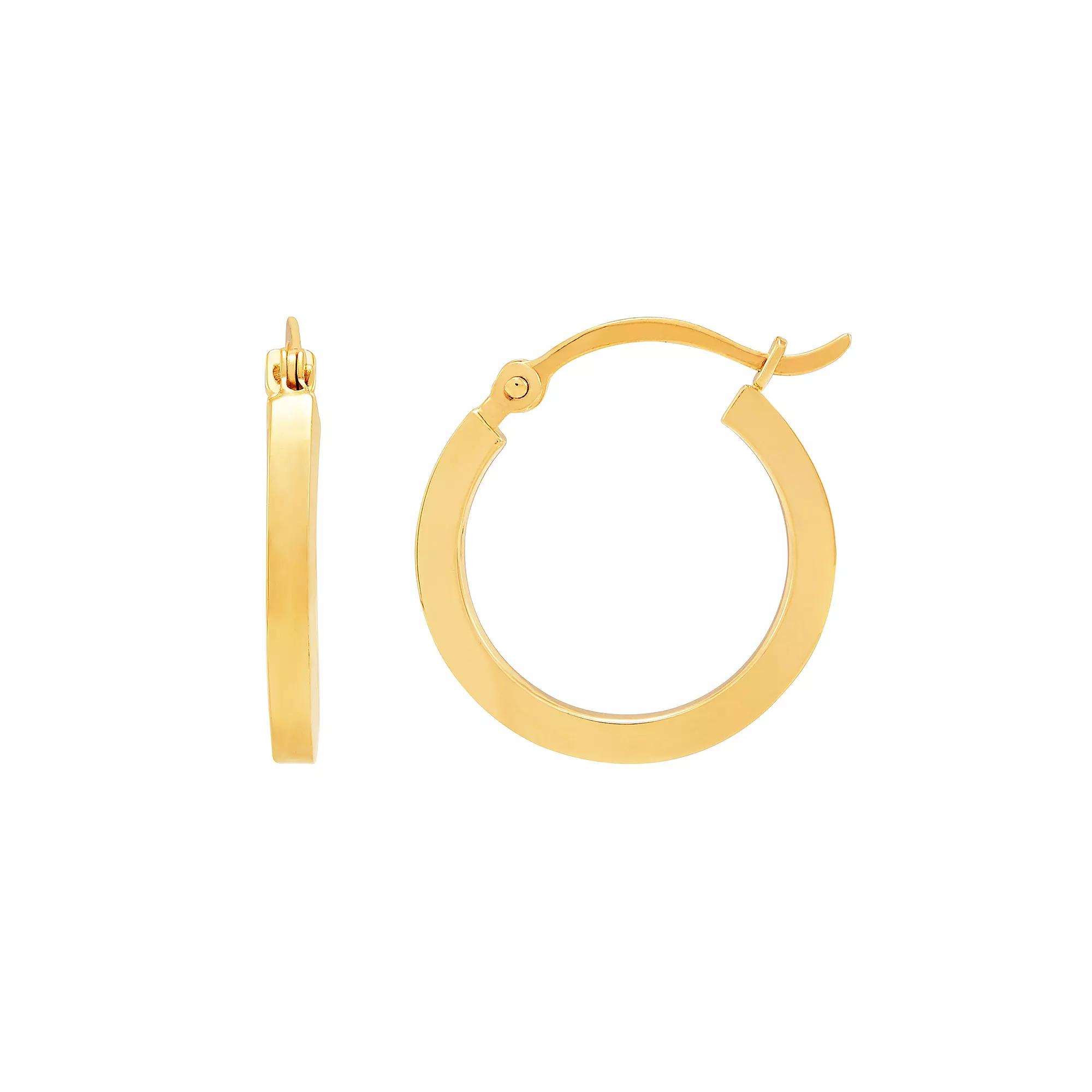 Everlasting Gold 14k Gold Square Tube Hoop Earrings, Womens Product Image