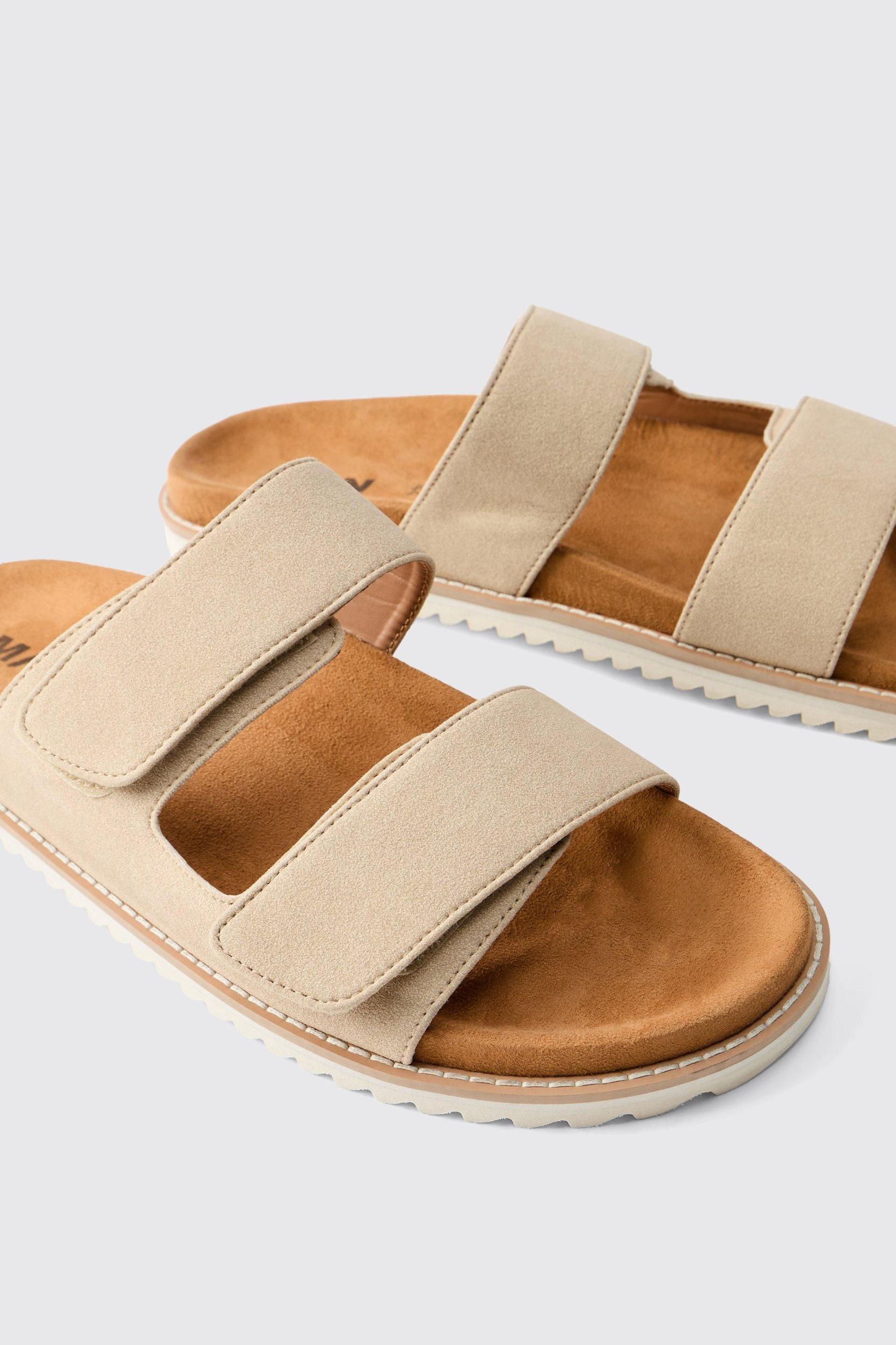 Faux Suede Double Strap Skater Sole Sandal | boohooMAN USA Product Image