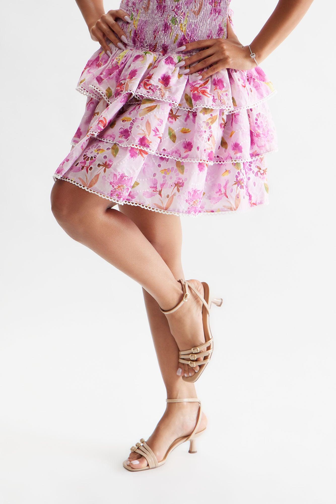 Lulu Buckle Kitten Heels - Beige Product Image