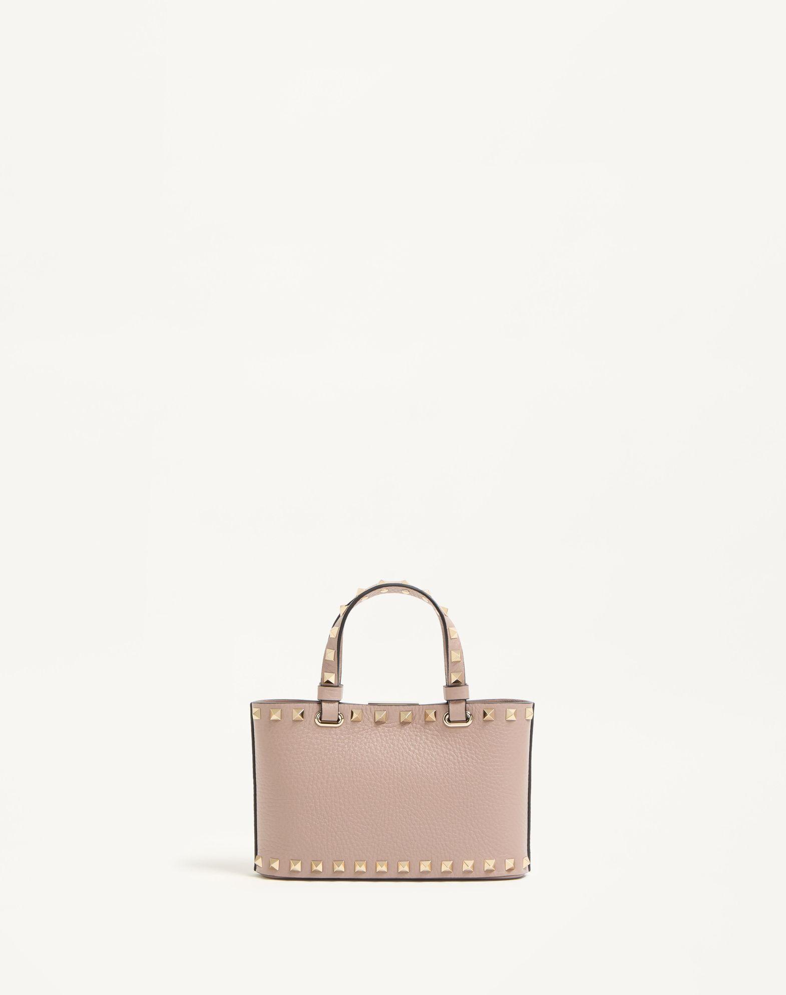 Mini Rockstud Shopping Bag In Grainy Calfskin Product Image
