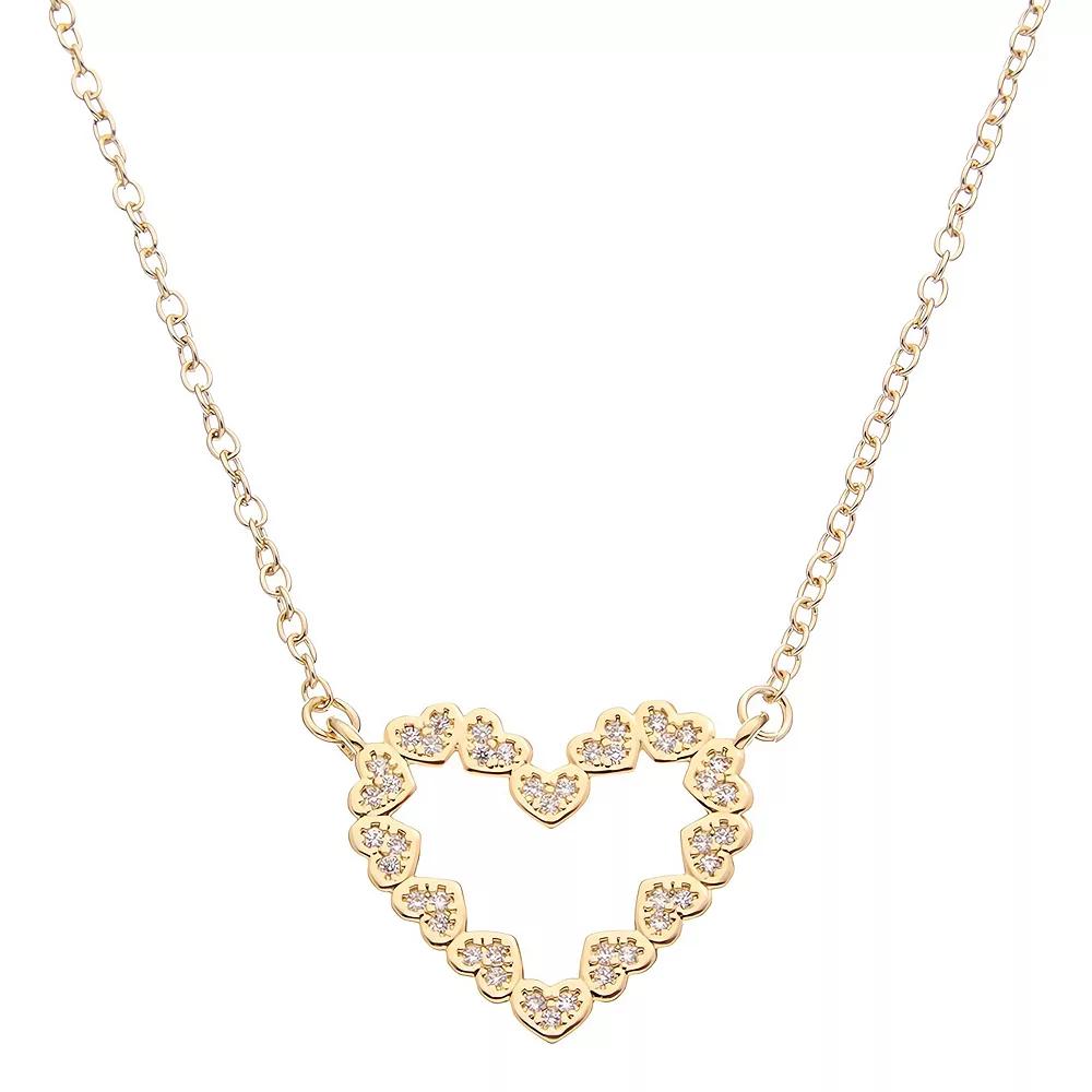 Juvell 18K Gold Plated Cubic Zirconia Heart Necklace, Women's, Two Tone Product Image