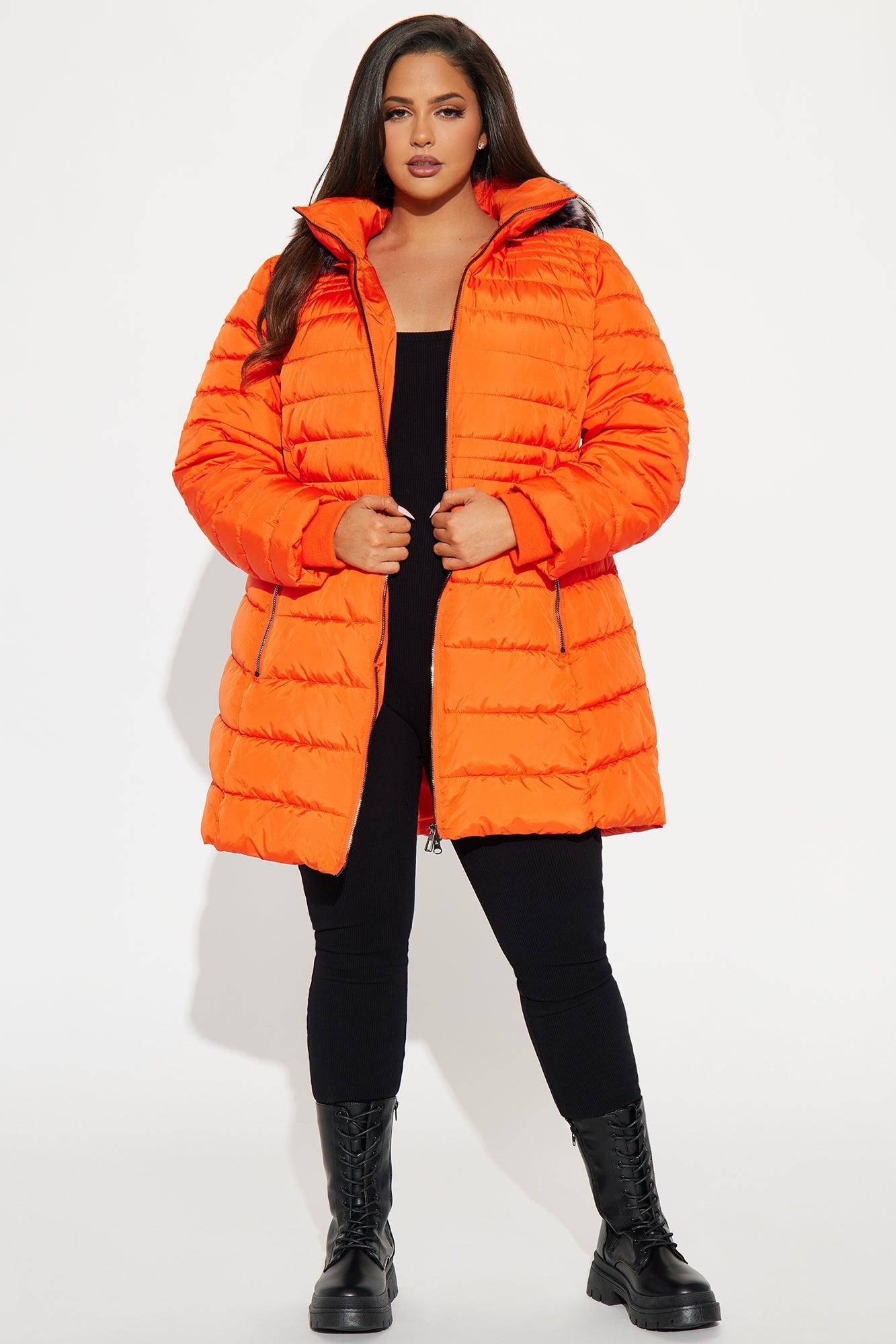 Caught In The Cold Puffer Coat - Orange Product Image