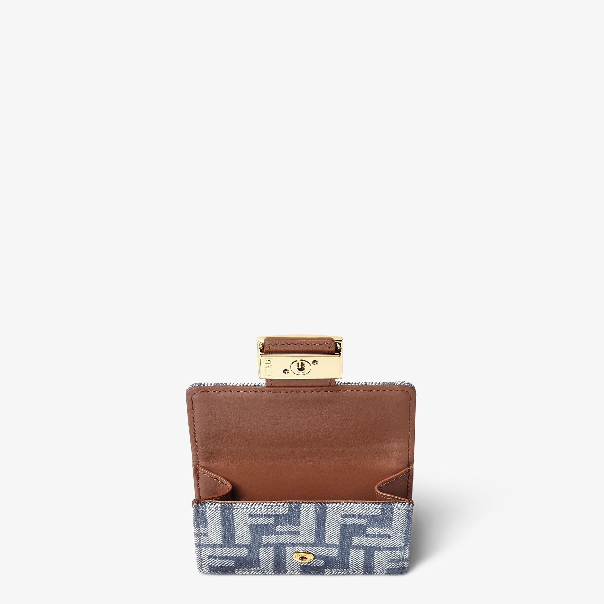 Baguette Micro TrifoldBlue denim-effect FF jacquard wallet Product Image