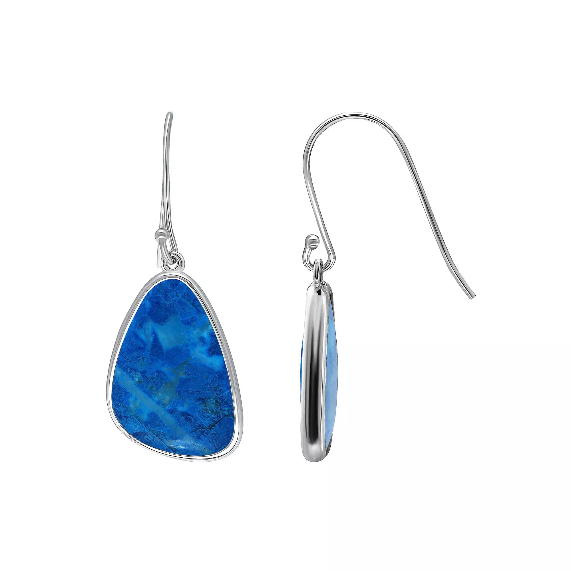 Aleure Precioso Sterling Silver Freeform Sodalite Drop Earrings, Women's, Dark Blue Product Image