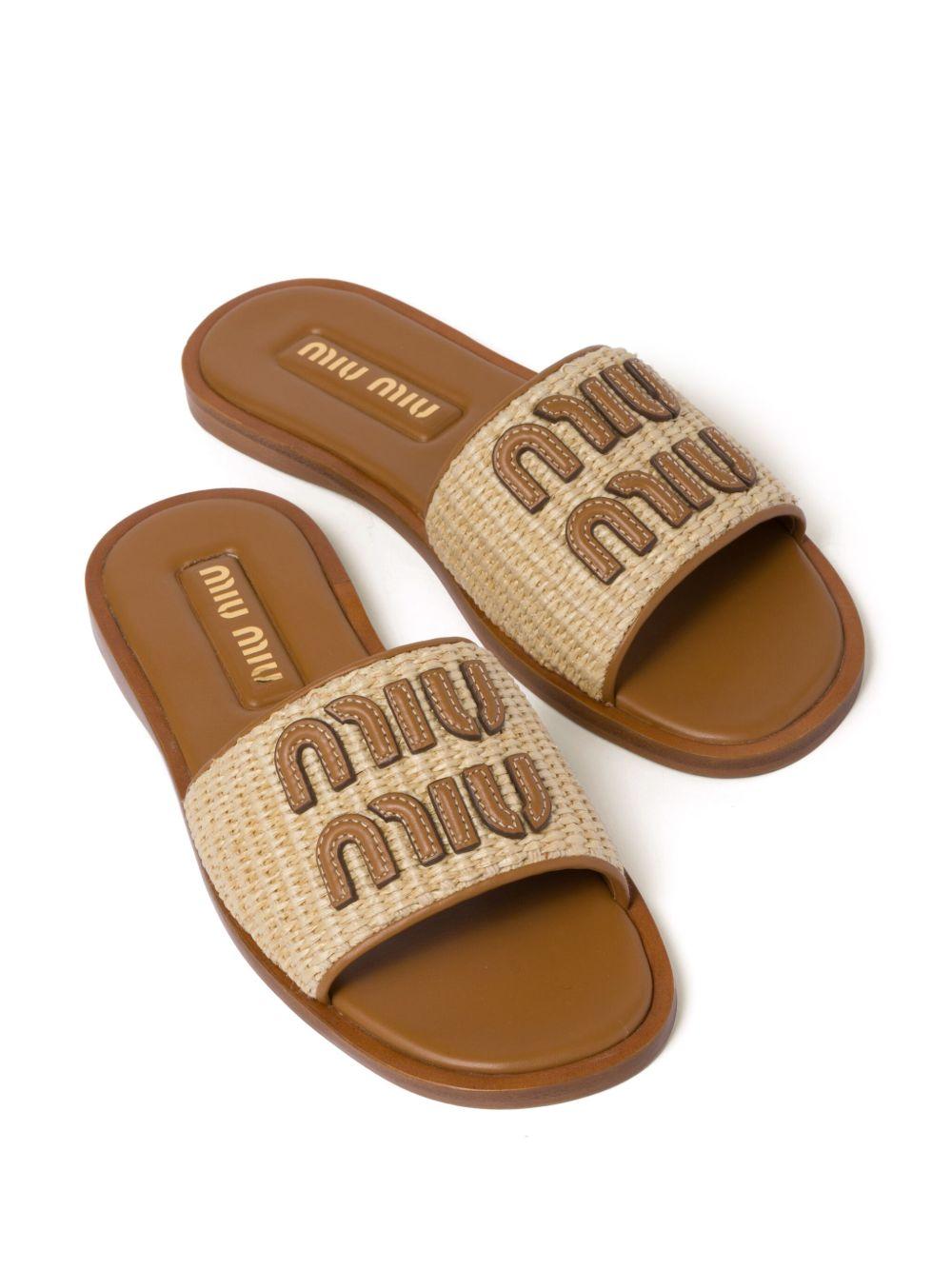 logo-patch raffia slides Product Image