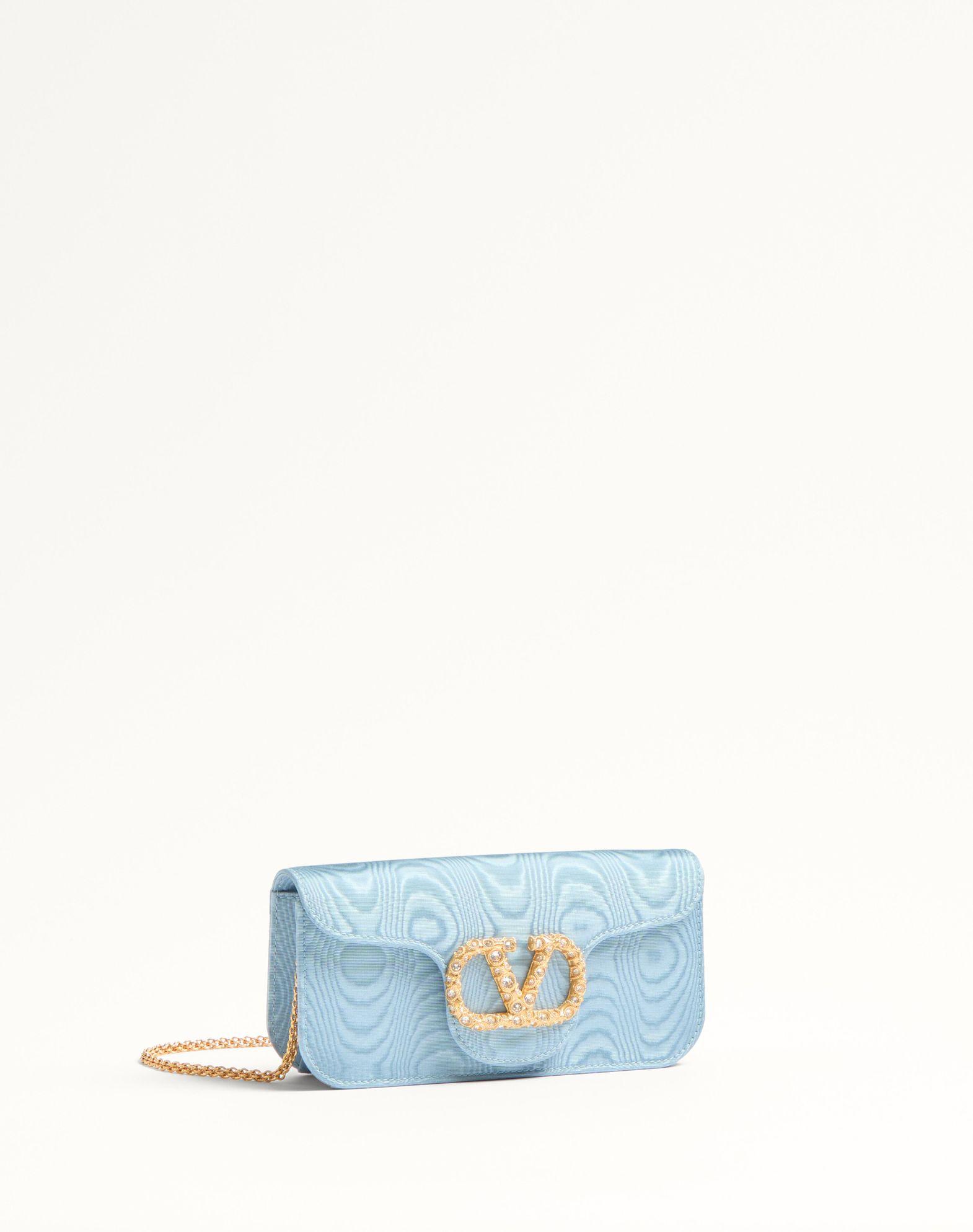 Valentino Garavani Locò Moiré Fabric Clutch With Jewel Logo Product Image