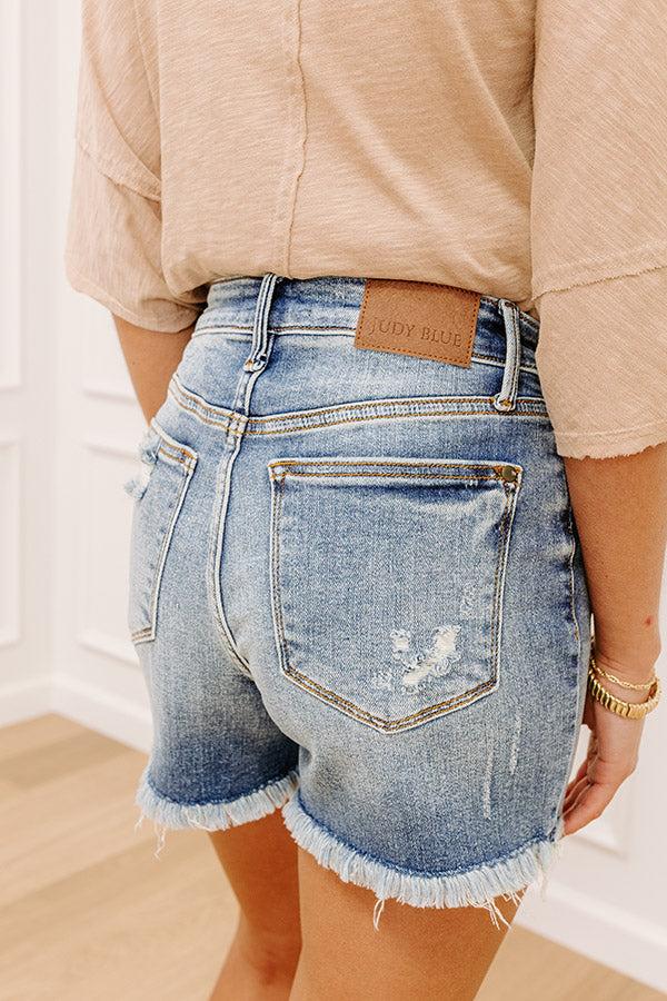 JUDY BLUE Iris High Waist Frayed Shorts Product Image