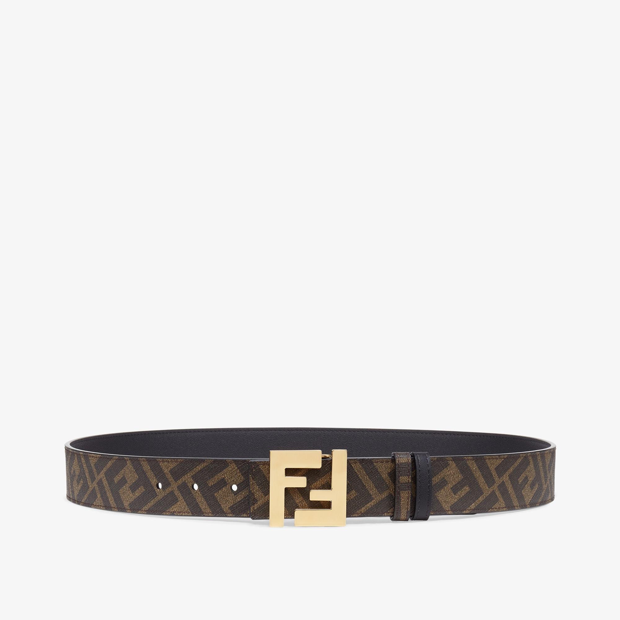 Squared FF beltBlack leather reversible belt Product Image
