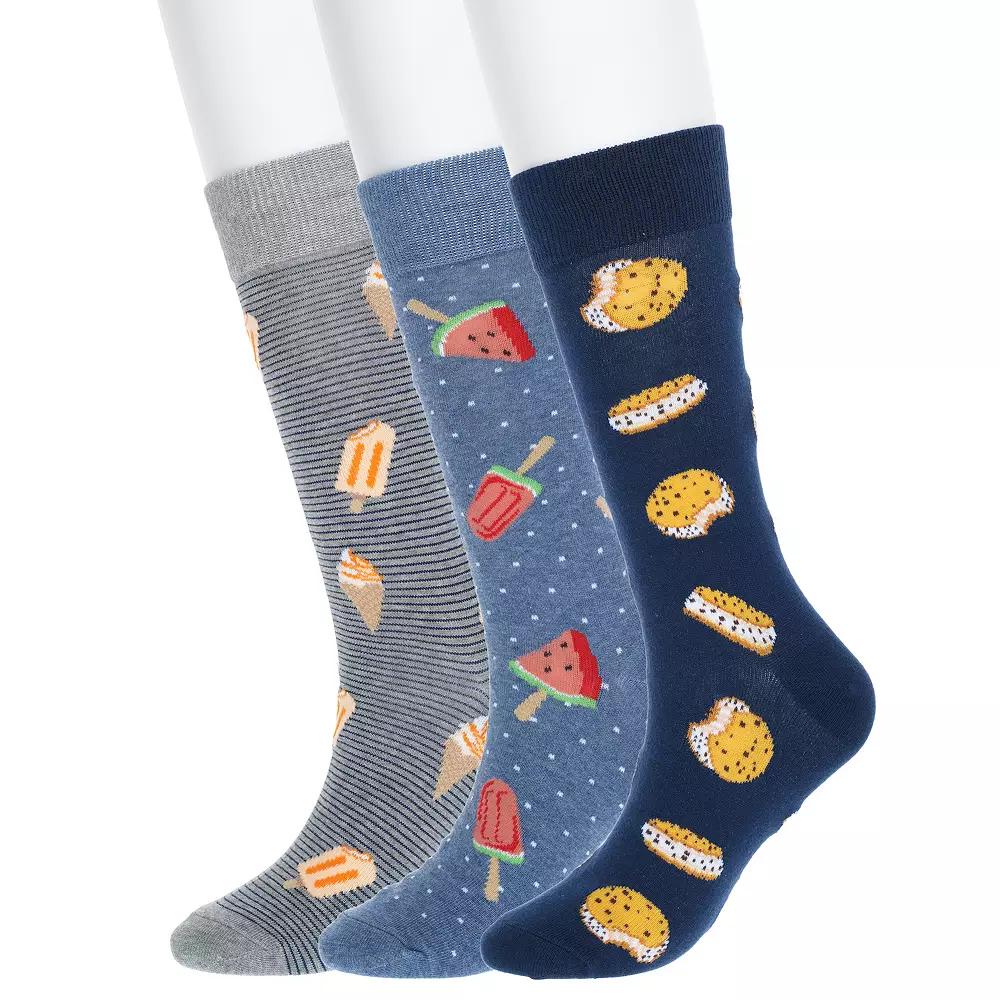 Men's Sonoma Goods For Life® 3-pack Mixed Novelty Socks, Ice Ivory Treats Product Image