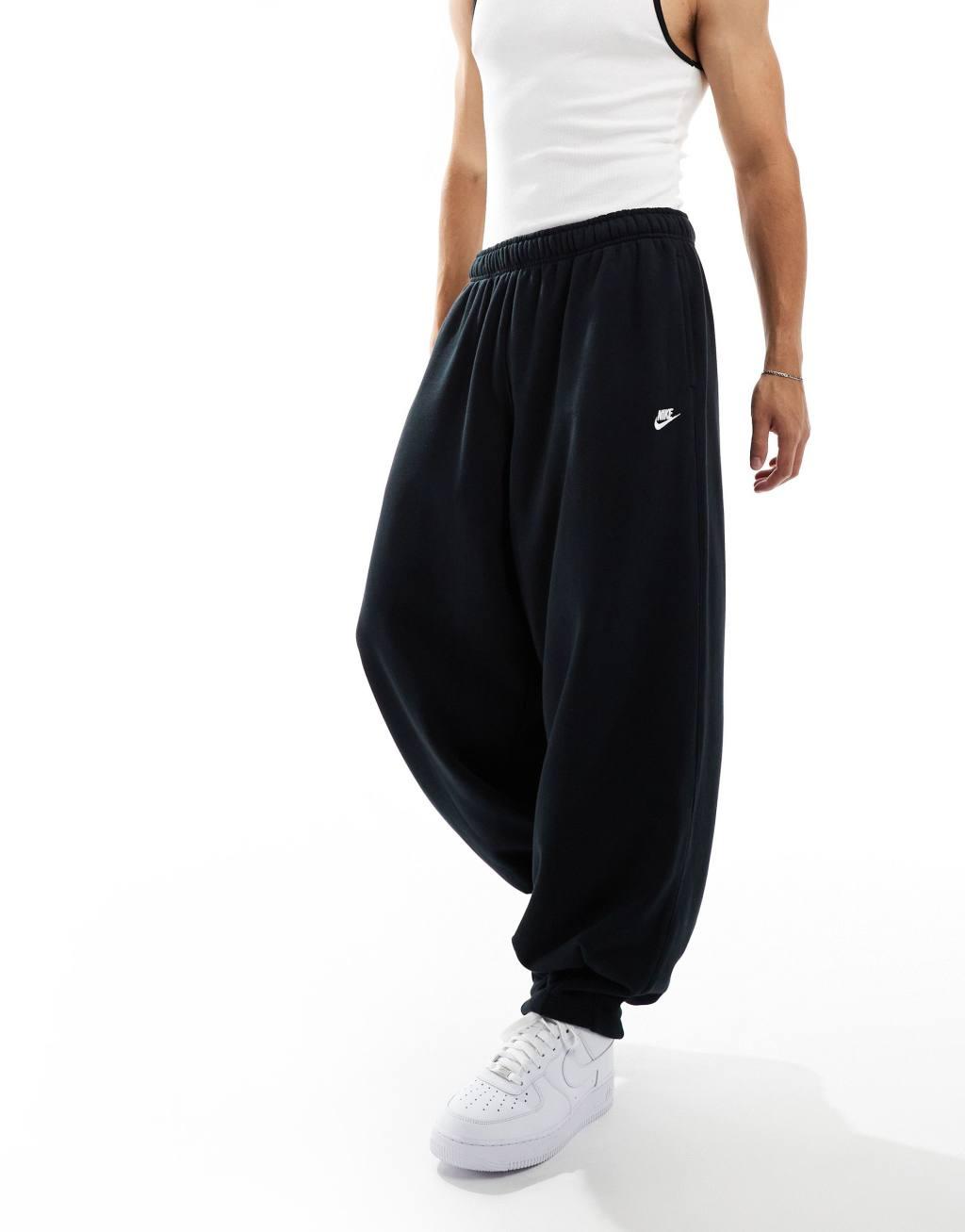 Nike Club french terry oversized joggers in black Product Image