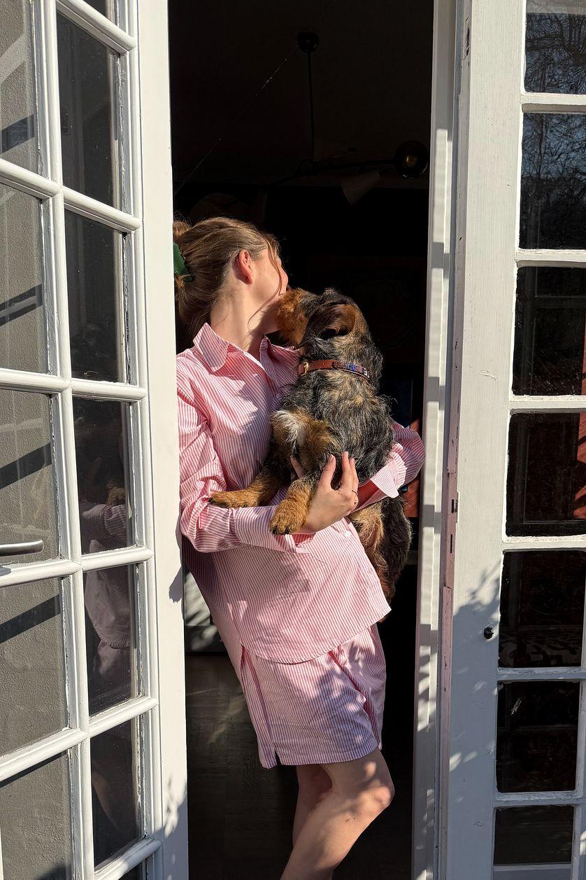 Striped Elastic Waist Cotton Shorts Product Image