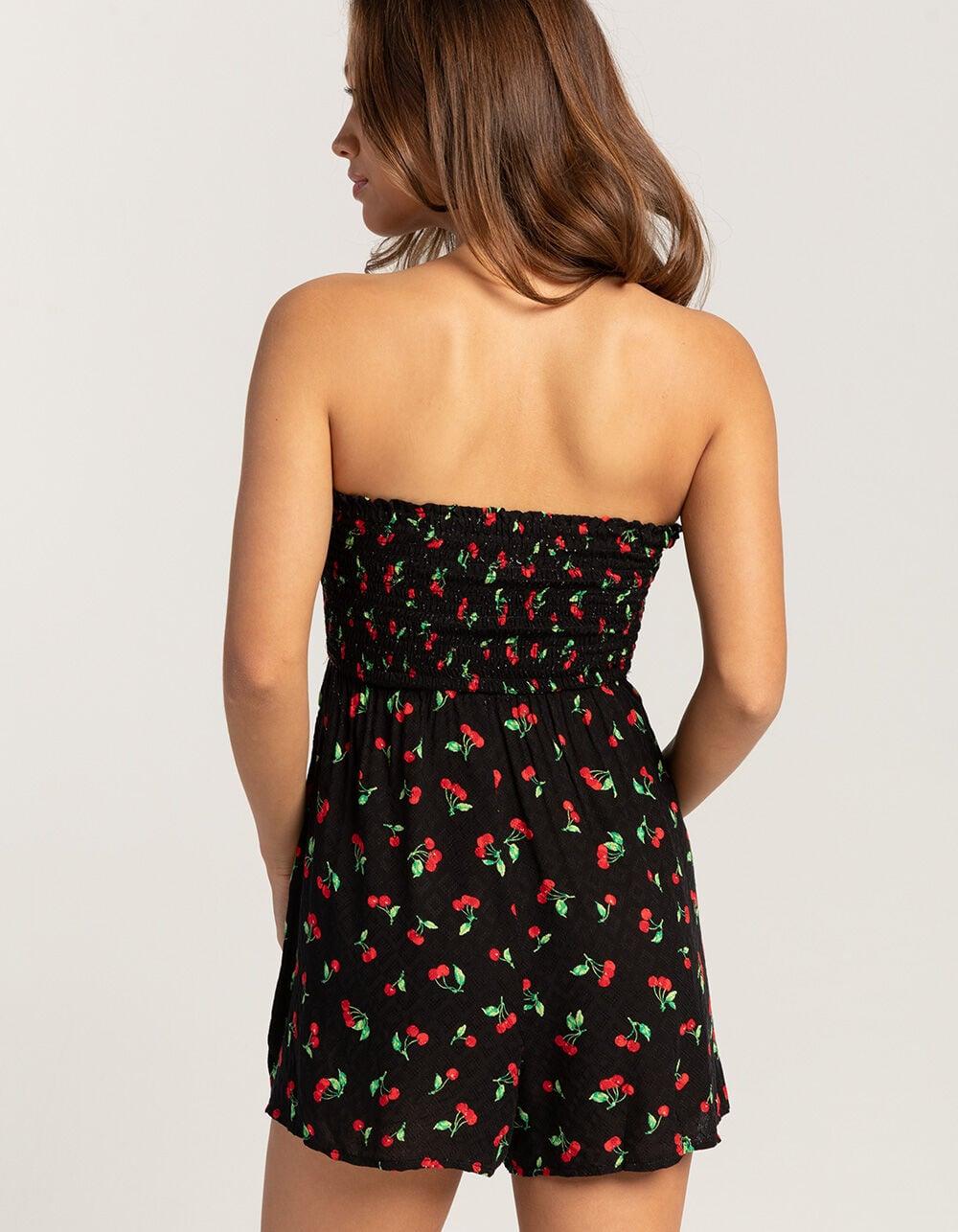 FULL TILT Smocked Womens Tube Romper - BLACK CHERRY Product Image