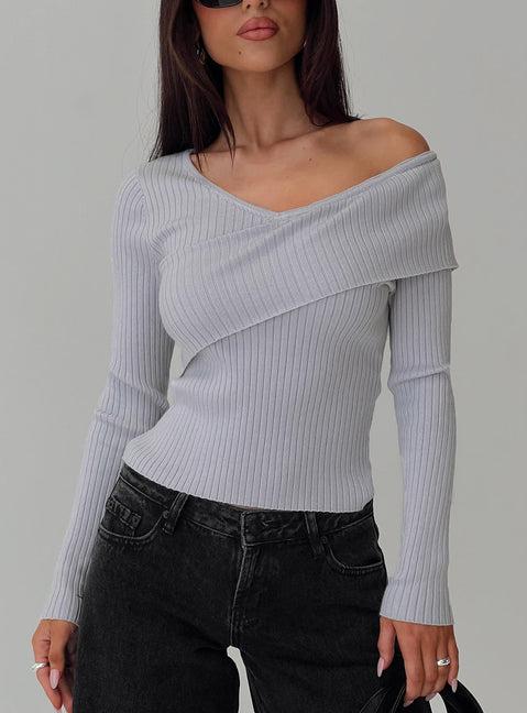 Nolia Long Sleeve Top Grey Product Image