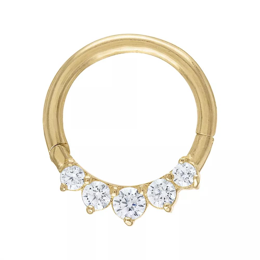 Amella Jewels 14k Gold Over Silver Cubic Zirconia Clicker Earring, Women's, Gold Tone Product Image