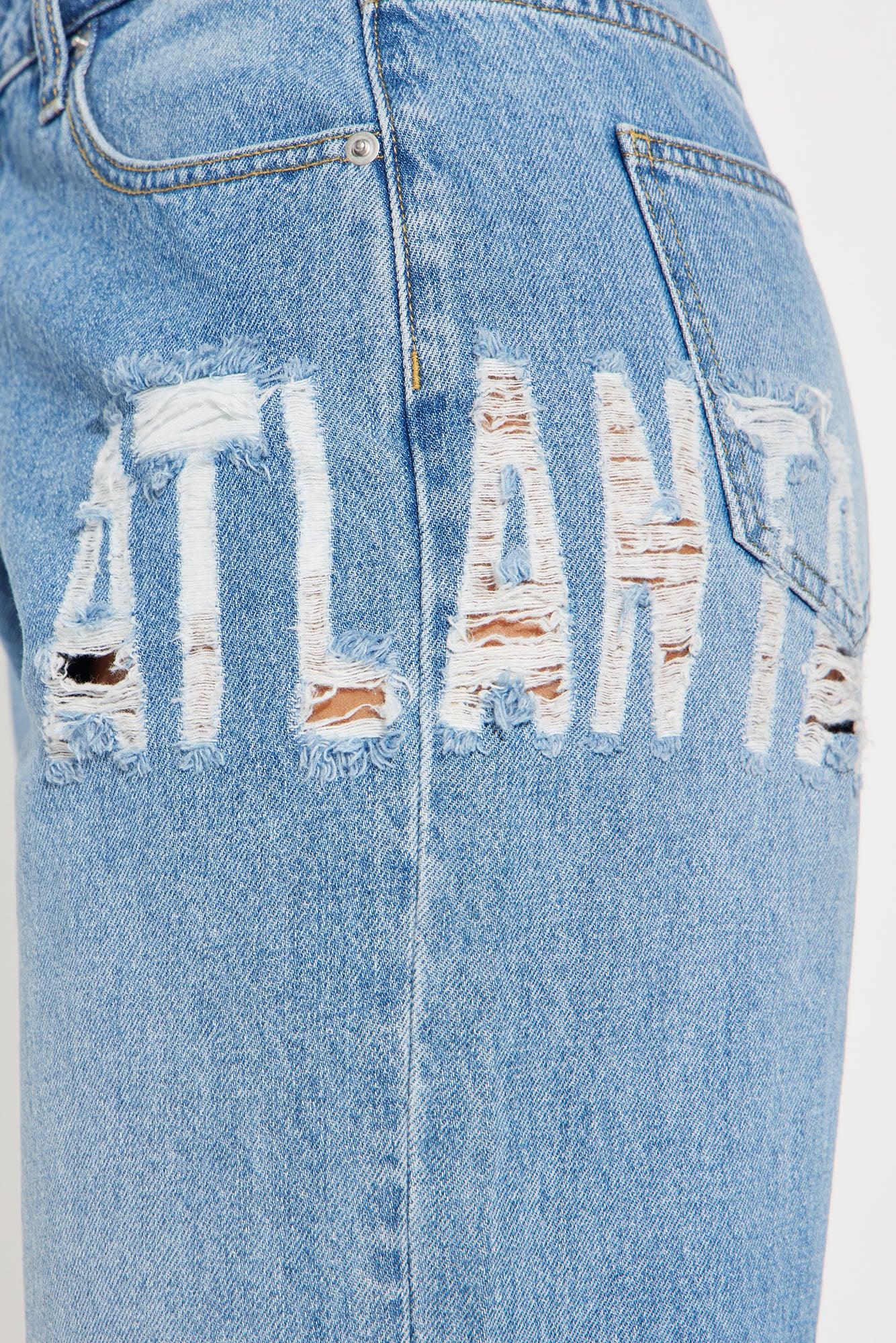 Hometown Honey Atlanta Ripped Baggy Jeans - Medium Wash Product Image