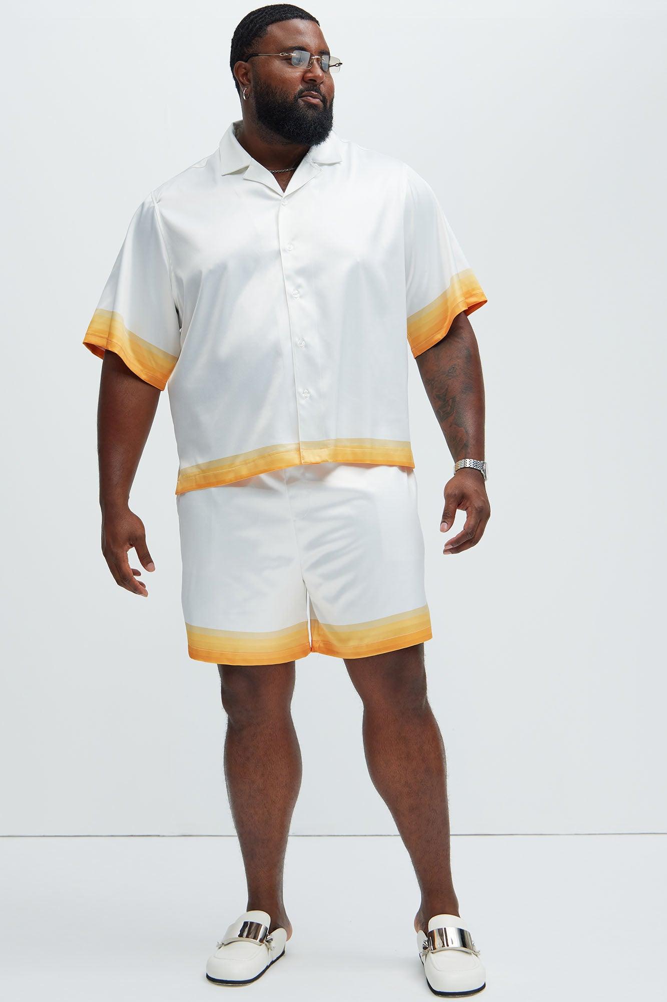 Dale Printed Stripes Shorts - White/combo Product Image