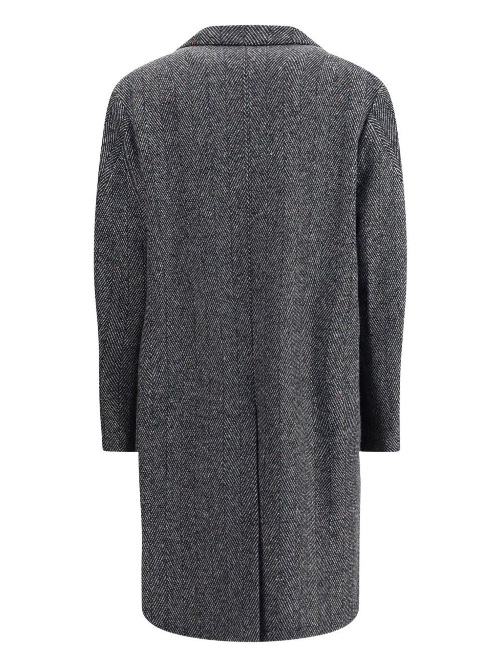 GIVENCHY Men Wool Blend Coat With Herringbone Motif In Multi Product Image