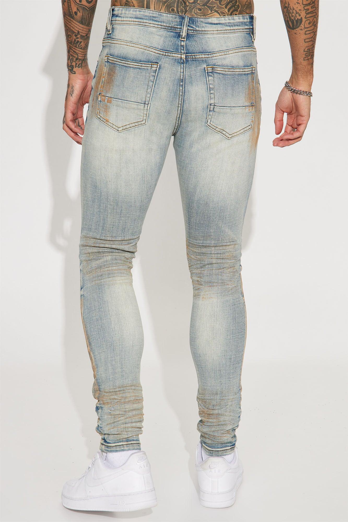 Drop It Ripped Knee Stacked Skinny Jeans - Medium Wash Product Image