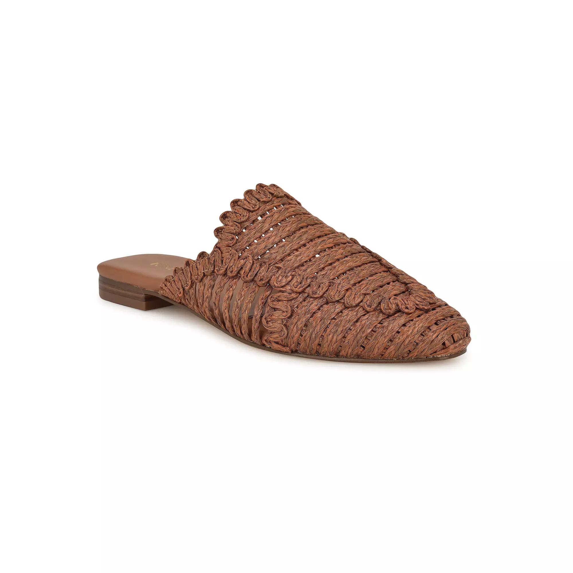 Nine West Campton Almond Toe Casual Slip-On Flat Mules, Women's, Size: 5.5, Dark Brown Product Image