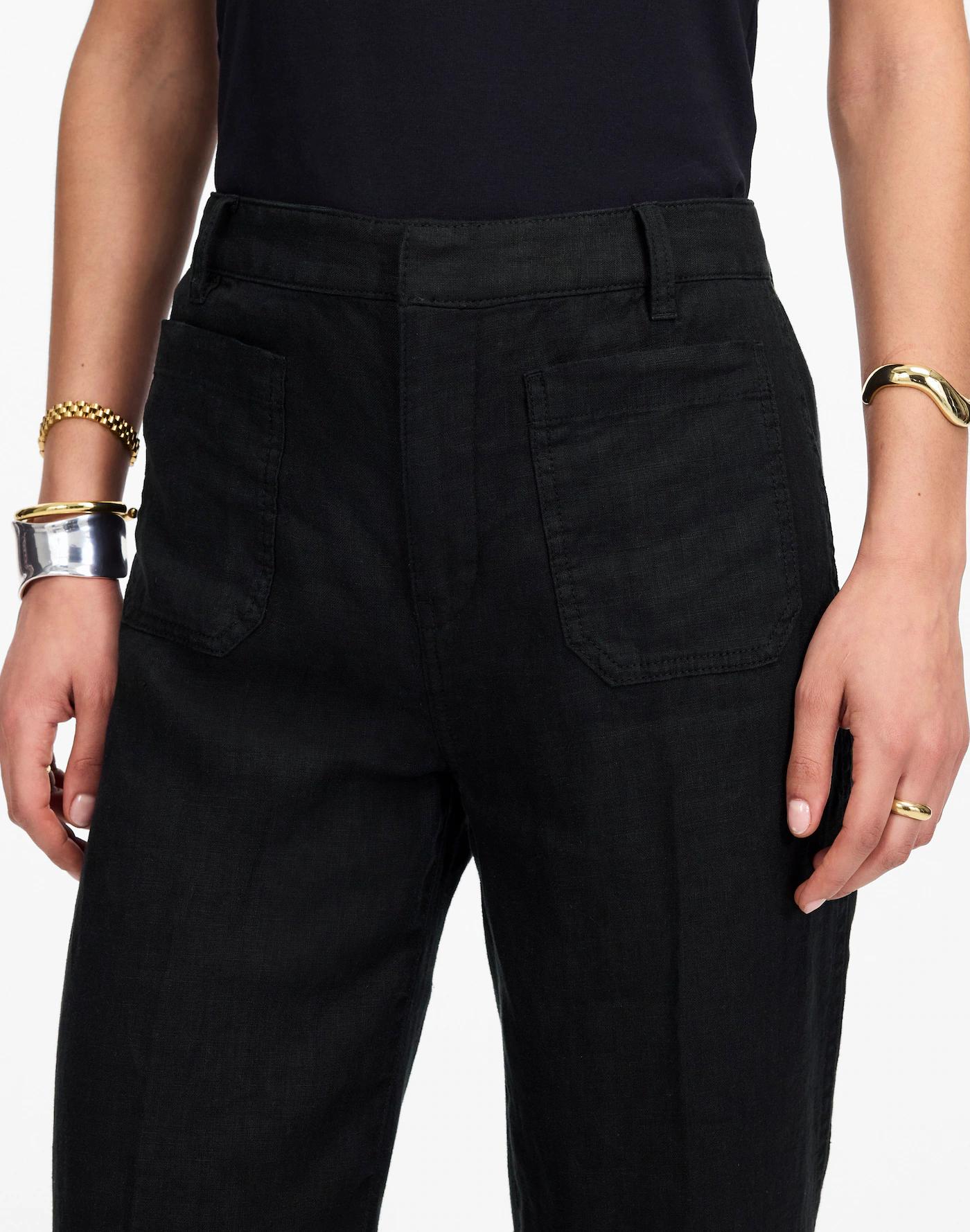 Patch Pocket Flare Pant in 100% Linen Product Image