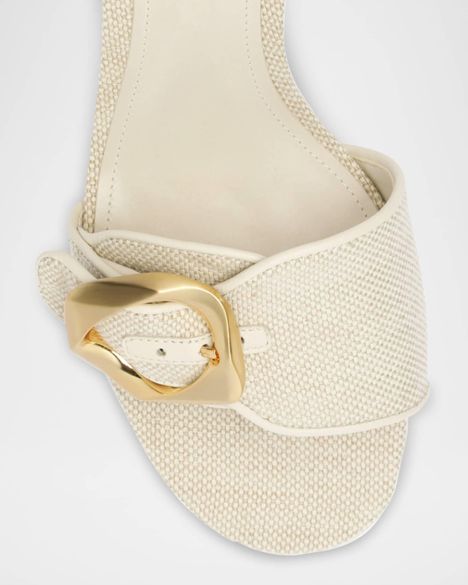 Olga Linen Buckle Slide Sandals Product Image