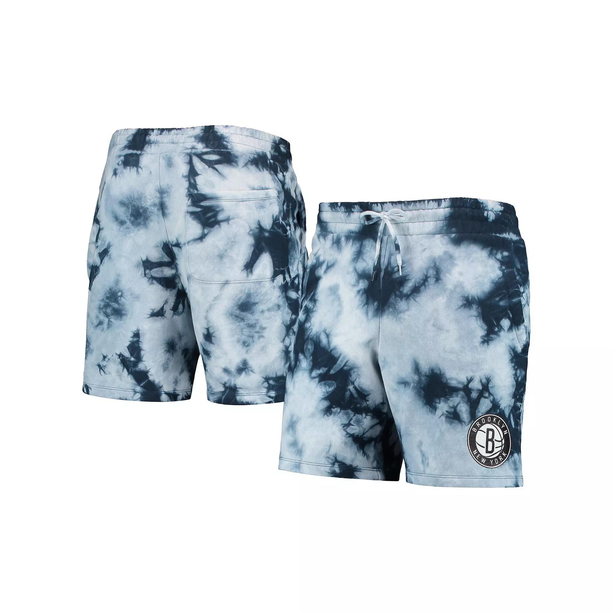 Men's New Era Blue Brooklyn Nets Fleece Tie-Dye Shorts, Size: 2XL Product Image