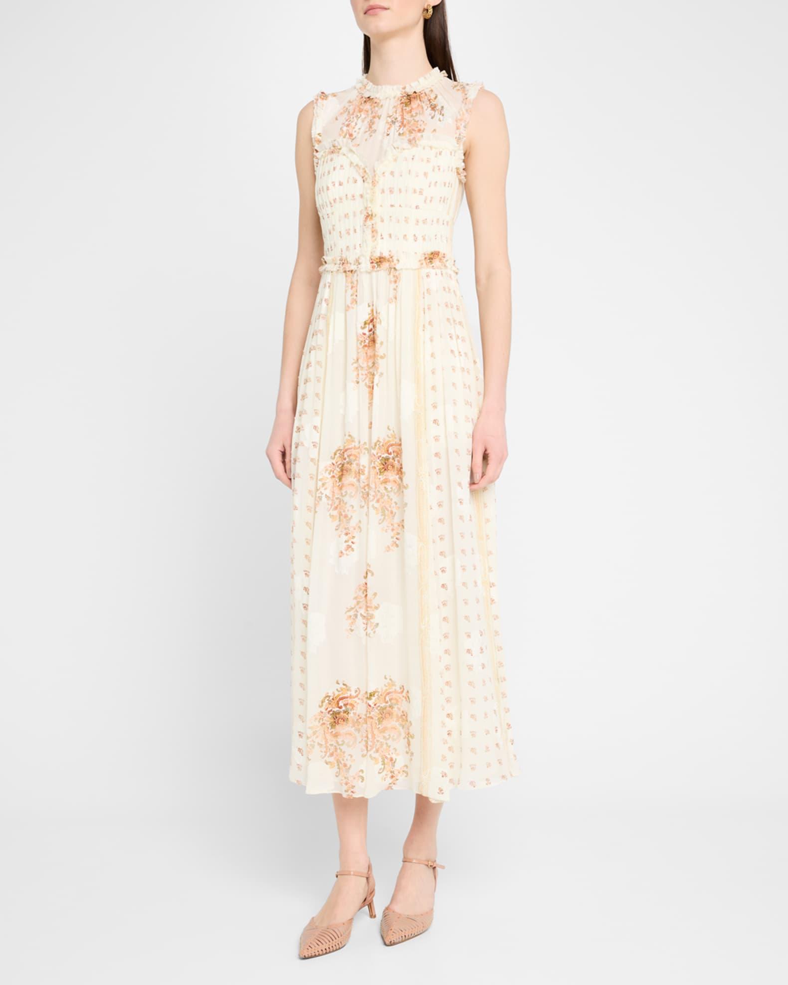 Kasia Sleeveless Floral Silk Midi Dress Product Image